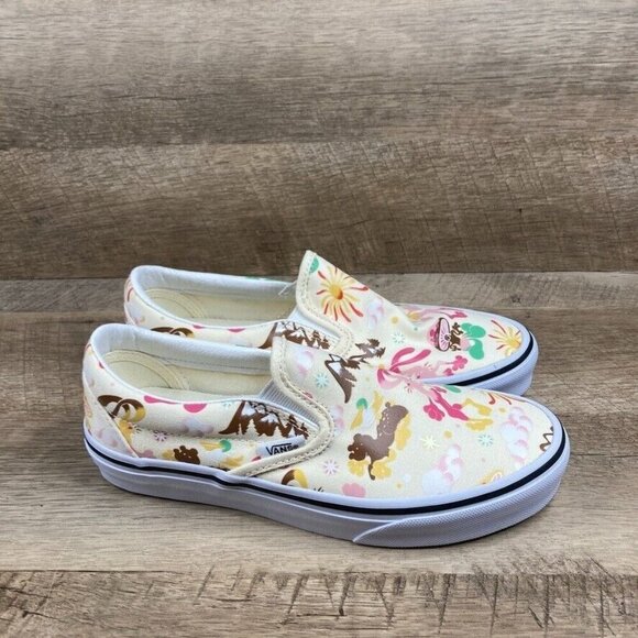 VANS Classic Slip On Get Outdoors Classic White Canvas Shoes Womens 6 NEW - Picture 3 of 9
